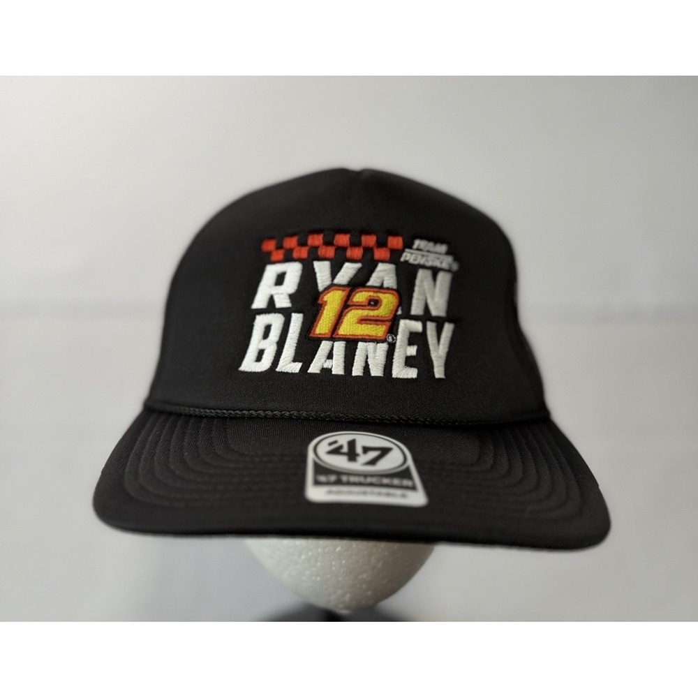 Ryan Blaney Nascar Snapback 47 Trucker Hat Cap Black Adjustable Authentic NWT